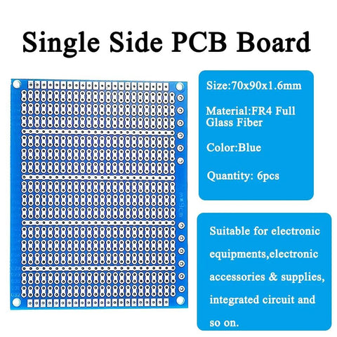 Single side PCB board from Six Pack Solderable Breadboard Kit With 824 Holes And A 70 By 90 Millimeter 1.6 Millimeter Thick PCB Board