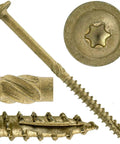 Beefy 4 Inch Lag Screw With Torx Star Drive Exterior Bronze Coated For Outdoor Wood 100 Pack Size 15 Thread Notched Type 17 Point