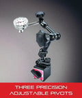 Magnetic Base Indicator Holder With Post Assembly for easy indicator positioning showing three pivot settings