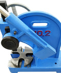 Heavy Duty 2 Ton Arbor Press With Kickass Ratchet System Cast Iron Steel Desktop Manual Bench Machine close-up showing u slot base and handle.