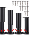Heavy Duty Adjustable Furniture Legs, Thick Metal Cabinet Feet, varied heights of 4 legs with screws, for beds and tables.