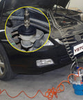Pneumatic Brake Bleeder Kit With Master Cylinder Adapters For Clutch Fluid Bleeding, Pro Grade Oil Change System in use on car