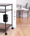 Top Shelf Premium Steel Frame 3 Tier Printer Stand Beefy Rolling Cart with height adjustable middle shelf and caster wheels.