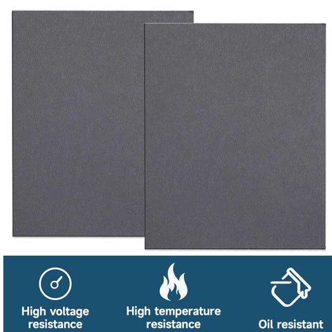 Front view: two dark gray gasket sheets, 15 x 11.8 in, high-temperature, oil-resistant non-asbestos gasket material for automotive seals.
