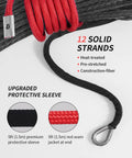 Beefed Up Synthetic Winch Rope Kit 50 Foot One Quarter Inch Cable With Steel Hook, Protective Sleeve And Rubber Stopper