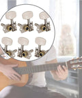 3L Open String Button Tuning Pegs For Guitar Machine Heads Replacement Parts And Accessories Durable Metal Tuning Keys For Precise Stable Tuning In Home Practice And Live Performances Quick Install Keeps Your Guitar In Tune Longer. six metal guitar tuning pegs with white buttons
