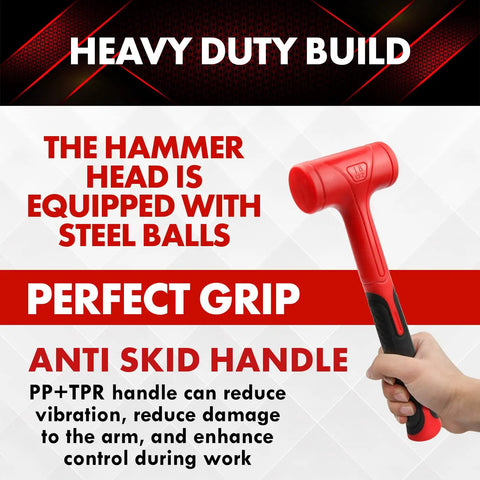 Two Piece Dead Blow Hammer Set With 16oz And 27oz Ball Pein Mallets, Shockproof No Rebound And Sparks And Rebound Resistant features