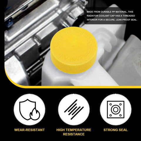 2 Pack Engine Radiator Coolant Reservoir Tank With Yellow Cap Replacement OEM 21712 79900 installed in engine with wear-resistant features