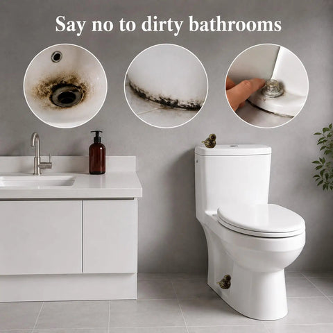 Super Dope Bronze Ceramic Toilet Bolt Covers Featuring Charming Bird Sculpture on modern toilet with dirty bathroom elements.