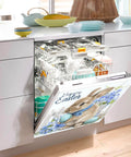 Cute Brown Bunny Egg Easter Magnetic Cover For Refrigerator Door And Dishwasher Front installed on open dishwasher