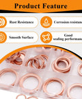 Copper Oil Drain Plug Crush Washer Set 360 Pcs 18 Sizes M6 To M24 features and washers in case