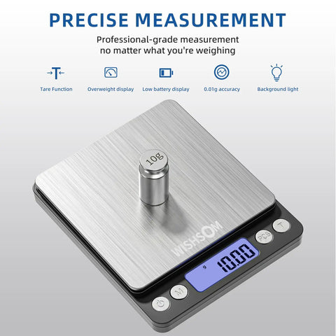 Pro Grade Jewelry Scale 500G By 0.01G Digital Gold Scale For Jewelers, Pawn Shops And Coin Dealers, Portable stainless steel platform