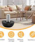 24 Pack Adjustable Outdoor Furniture Leg Levelers 8mm By 1.25 M8 Stainless Steel Screw In Feet With Non Marking Nylon Base Easy Install, Rust Resistant Patio Levelers For Tables And Chairs shown in a living room setting