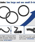 Radiator hose O-ring kit with three black rings for Ford radiator hoses, 3-pack