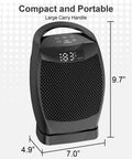 Indoor Portable Space Heater 1500W With PTC Ceramic Heating Thermostat And Remote Three Heat Settings unit dimensions