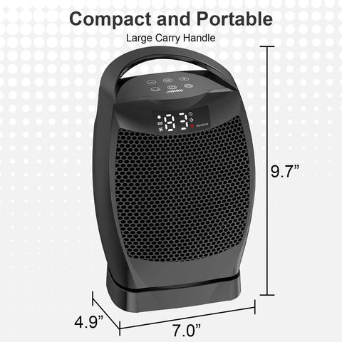Indoor Portable Space Heater 1500W With PTC Ceramic Heating Thermostat And Remote Three Heat Settings unit dimensions