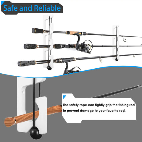 Horizontal Fishing Rod Holder Wall Mount Rack For Boat And Garage White Plastic Poles Storage Dual Pack Of 2 Pole Racks