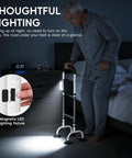 Quad Cane Standing Aid For Seniors with LED light in bedroom