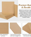 Smooth Unfinished Mdf Craft Boards 24 Pack 12 By 12 Inches 1/8 Inch Thick Medium Density Fiberboard Sheets stacked with smooth surfaces.
