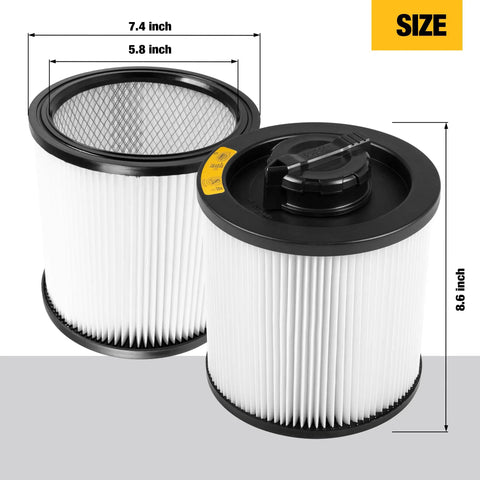 Beefed Up Vacuum Filter Replacement For DXV Series Shop Vacs Fits DXV06P DXV10S DXV09P DXV09PA 5.8 Inch ID 7.4 Inch Long 8.6 Inch High