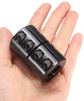 Rigid Shaft Coupling Five Eighths To Five Eighths Bore Outside Diameter One And Five Sixteenths Inch Two Inches Long Black Oxide Coated Single Split Clamping With Set Screws 10-32 By One Half Inch Perfect For 3D Printer Motors And Wheel Drives, black shaft coupling in hand