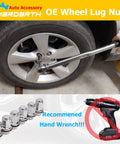 Set Of 24 OEM Mag Washer Lug Nuts 12x1.5 Thread, 13/16 Hex, 1.85 Inch Length For Toyota used with hand wrench on wheel