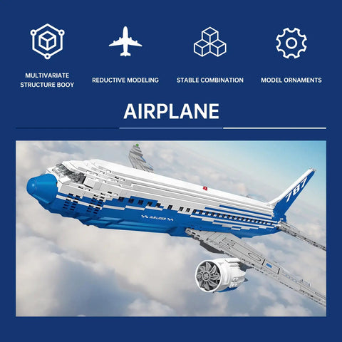 787 Dreamliner Building Block Set With 1353 Pieces Dope Big Passenger Plane Model Kit Featuring Realistic Engines