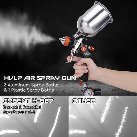 Dang Good HVLP Spray Gun Set Delivering Smooth As Butter Coverage, Ergonomic Aluminum Alloy Air Paint Sprayer Kit with aluminum and plastic bottles