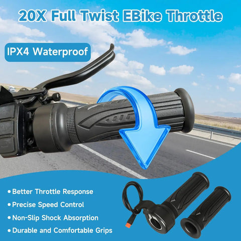Universal 3 Pin Ebike Twist Throttle Kit For 12V 24V 36V 48V 72V Electric Bicycles And Scooters, 22.2mm handlebar fit.