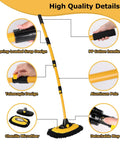 Chenille Microfiber Car Wash Brush Mop Kit With Long Handle And Extension Pole, showing telescopic design and detachable mop.