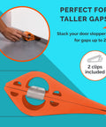 Heavy Duty Door Stopper Set Of 3 Rubber Wedges For Carpet, Hardwood, Concrete And Tile, non slip with clips, orange design
