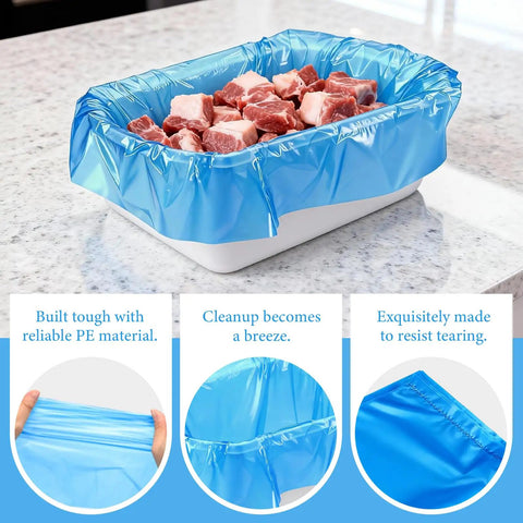60 Pack Disposable Meat Lug Liners 2.5 Mil Thick Polyethylene Bags For Meat Processing Mixing And Transport 21 By 22 Inch