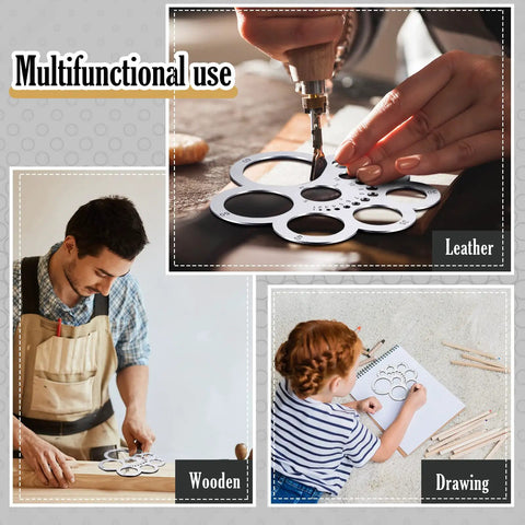 Leather Corner Punch Set And Circle Template Tool for Leather Crafting Portable Round Corner Ruler Cutting Guide in use