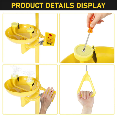 Heavy Duty Emergency Shower And Eye Wash Station With Adjustable Water Pressure Built In Filter Splash Resistant Column