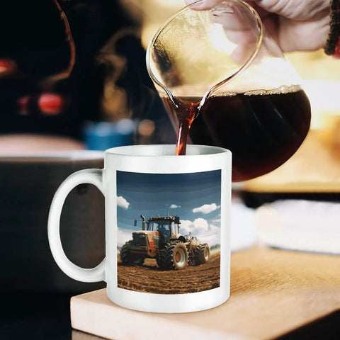 Fantasy Farm Tractor Ceramic Coffee Mug With Large Easy Grip Handle For Coffee And Tea Sippin Sublimation Ready Personalized
