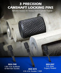 Ford EcoBoost 3.5L and 3.7L 4V Timing Tool Kit Camshaft Locking Set close-up on camshaft locking pins detail