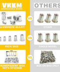 Comparison of VKKM Flat Head Aluminum Rivet Nuts Kit With 110 Pieces In M3 M4 M5 M6 M8 Sizes vs other models