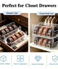 Hella Convenient Belt Organizer 2 Pack With Smart Drawer Compartments For Closet Storage, clear acrylic bins holding belts.