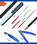 Gundam Model Tool Kit 28 Piece All In One Hobby Building Set with pliers, files, and sanding essentials shown in various sizes.