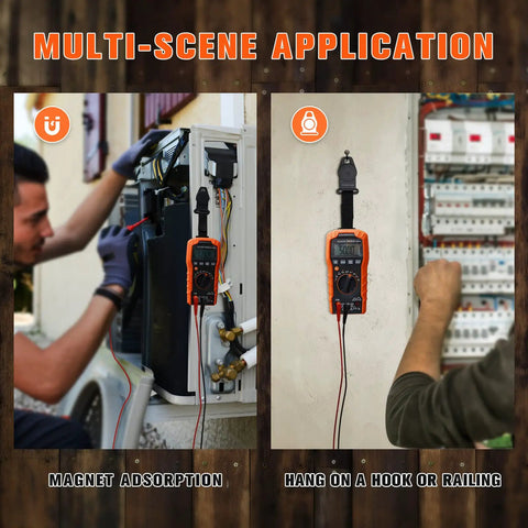 Hard Case Bundle With Magnetic Hanger Strap Replacement For Digital Multimeters MM400 MM325 MM300 MM200 ET140 MM720 in use