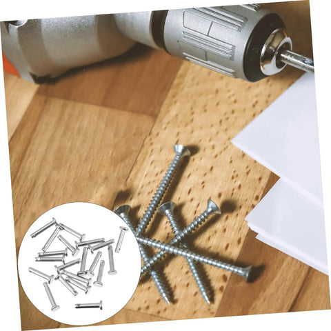Stainless Steel Clevis Pin Kit, 20 Piece Flat Single Hole Pins on wooden surface with a drill and screws nearby