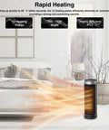 Portable Ceramic Space Heater With Remote Control, 3 Heat Settings 700W 1000W 1500W, in a cozy bedroom setting