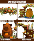 Epic 1880 Piece Capybara Themed Building Blocks Set For Kids And Adults, Cute Animal And Flower Construction Bricks Kit, Includes Pen Holder Desk Organizer: capybara blocks with flowers and pen holder display