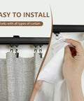 Heavy Duty Ceiling Curtain Track System With Clips, Silent Smooth Aluminum Rail, Wall Or Ceiling Mounted Room Divider For Living Room, Bedroom, Patio And Sliding Doors, Extra Long 9ft Black with curtain clips