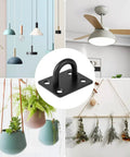 Stainless Steel Ceiling Hooks 4 Pack Ultra Sturdy Pad Eye Plate U Hooks For Ceiling Wall Mounts Heavy Duty Marine Grade Hanging Hardware For Swing Hammock Yoga Silk Indoor Outdoor Use, black hook plate for hanging plants and lights