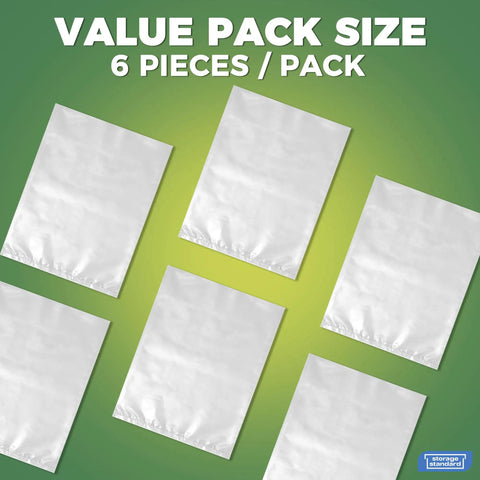 Big Clear Storage Bags Six Pack Extra Large 40 By 60 Inches waterproof see through plastic bags displayed on a green background.