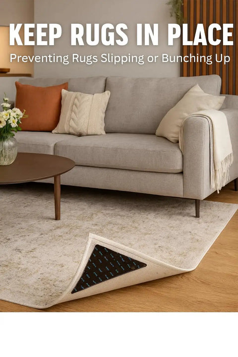 Rug Pad Grippers For Hardwood Floors And Tile Surfaces No Slip Reusable And Washable Dual Sided Adhesive Pads corner detail