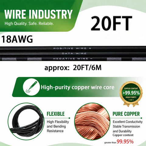 Built Tough 3 Pin Xconnect Extension Cable 10ft Drop With 18AWG Pure Copper Wire IP67 Rated Waterproof Shield For Custom LED Pixel Bars And Street Rigs Ready To Roll In A Sweet 3 Pack Lot features flexible high-purity copper wire.