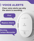 Two Pack Smoke And Carbon Monoxide Detector With 10 Year Battery Power Voice Alerts LED Warning Lights Two In One Smoke And CO Alarm No Battery Changes For A Decade Cost Saving Home Safety Duo featuring voice alerts and warning lights