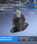 Front view of single front right motor mount for Honda Accord, replacement part, Six Piece Drop In Engine And Transmission Mount Set For Honda Accord 2003 2004 2005 2006 2007 2.4L Automatic Replacement Kit With Mounts Compatible With A4526HY A4517 A4516 A4510 A4509 A4542